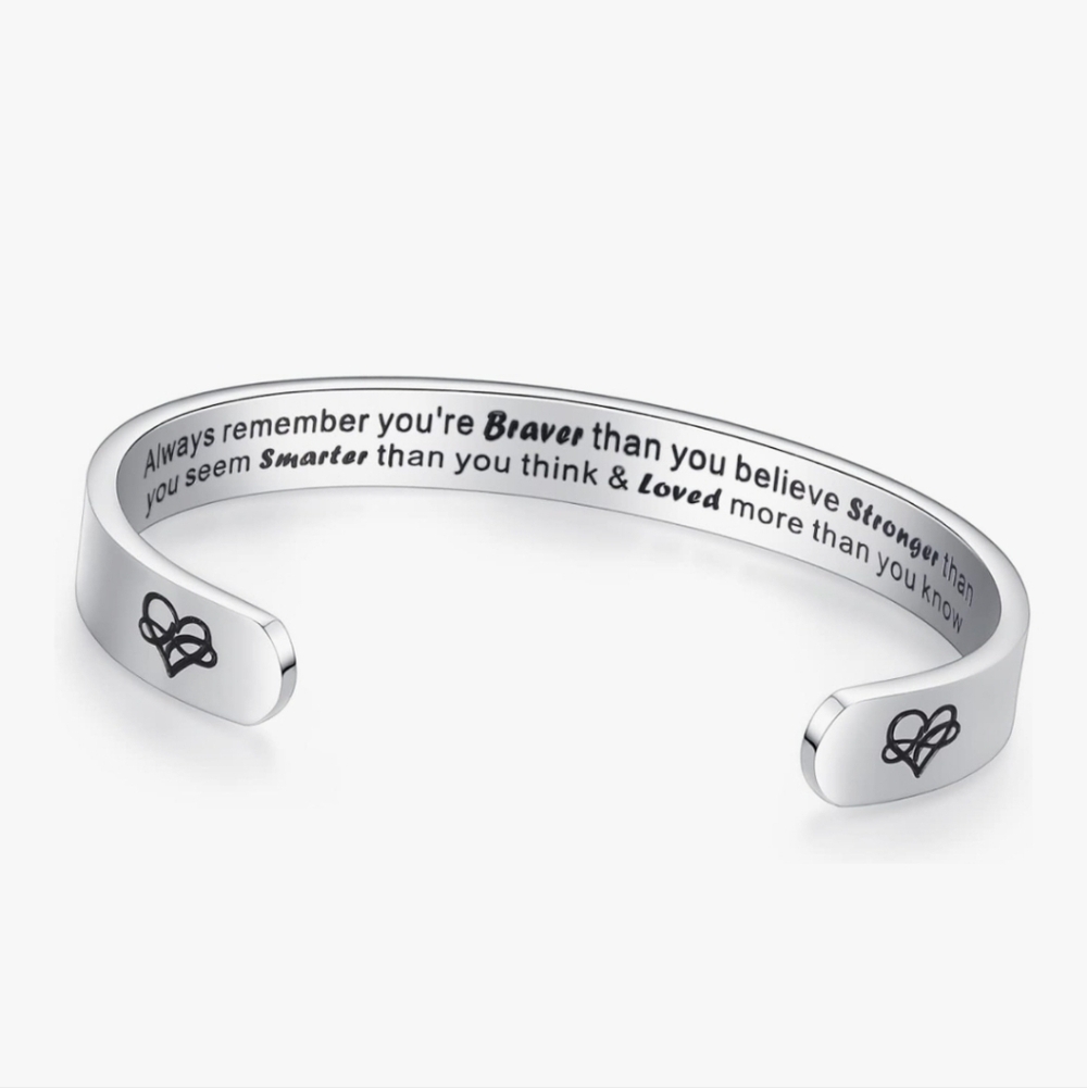 Silver Inspirational Cuff Bracelet